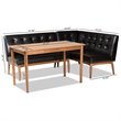 Pemberly Row Brown 3-Piece Dining Nook Set with Faux Leather Upholstery