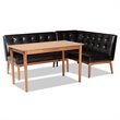 Pemberly Row Brown 3-Piece Dining Nook Set with Faux Leather Upholstery