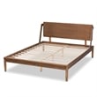 Pemberly Row Walnut Wood Queen Platform Bed with Tapered Legs and Slats