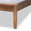 Pemberly Row Walnut Wood Queen Platform Bed with Tapered Legs and Slats