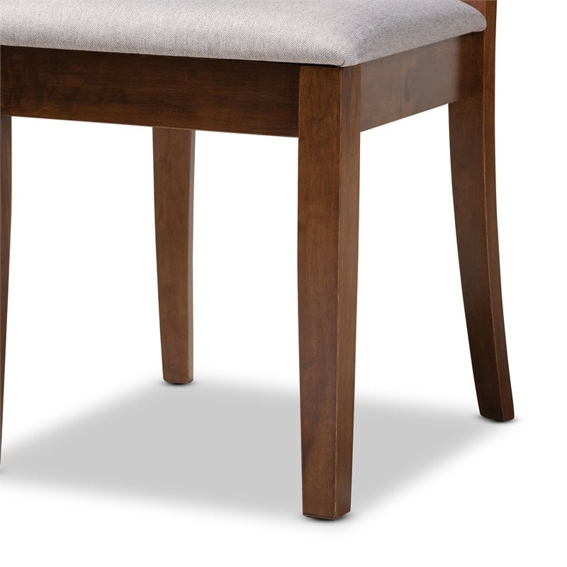 Pemberly Row 7-Piece Dining Set in Gray Fabric & Walnut Brown Finished Wood