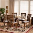 Pemberly Row 7-Piece Dining Set in Gray Fabric & Walnut Brown Finished Wood