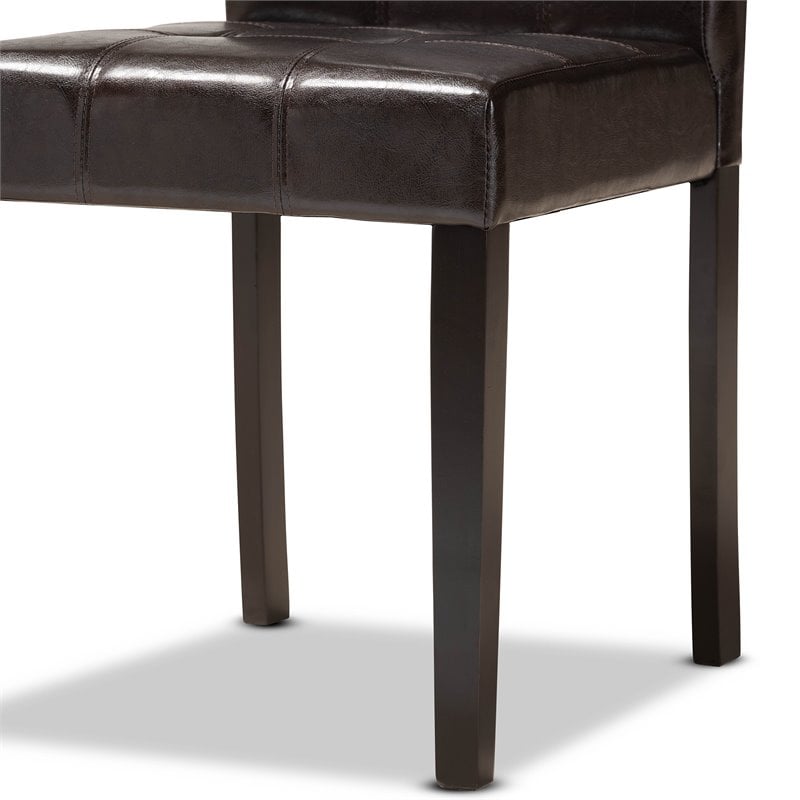 Pemberly Row 5-Piece Dining Set with Faux Leather in Dark Brown Finish