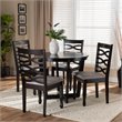 Pemberly Row 5-Piece Dining Set in Gray Fabric & Dark Brown Wood Finish