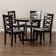 Pemberly Row 5-Piece Dining Set in Gray Fabric & Dark Brown Wood Finish