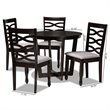 Pemberly Row 5-Piece Dining Set in Gray Fabric & Dark Brown Wood Finish