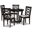 Pemberly Row 5-Piece Dining Set in Gray Fabric & Dark Brown Wood Finish