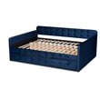 Pemberly Row Queen Velvet Daybed with Trundle in Navy Blue Upholstery