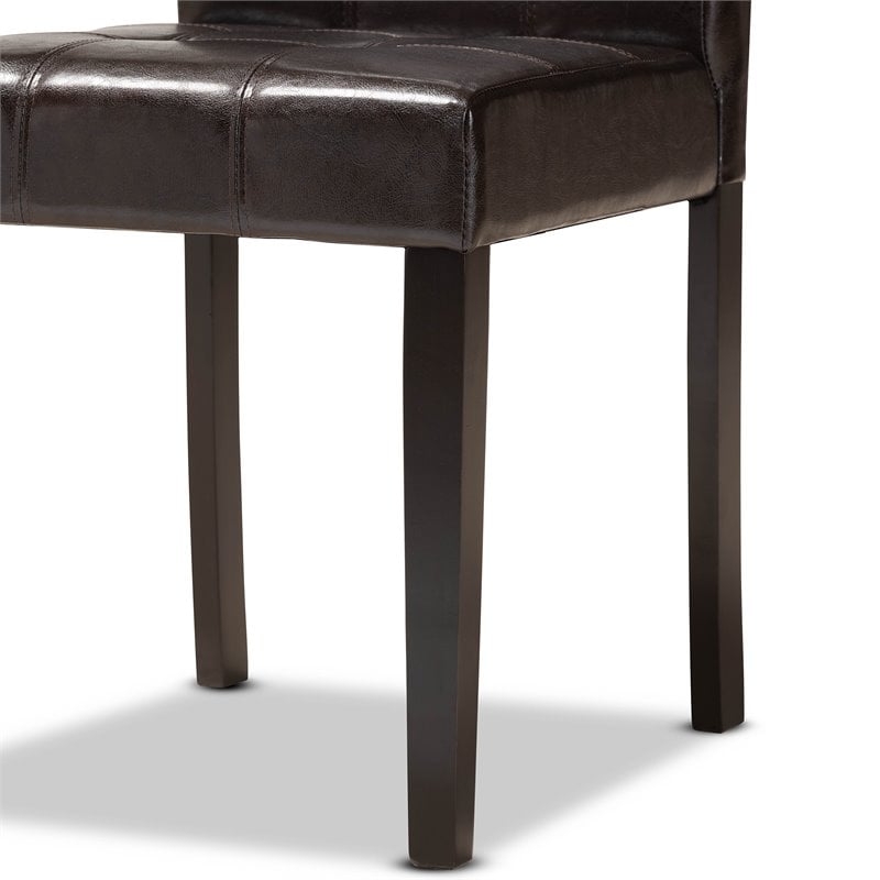 Pemberly Row Marie 5-Piece Dining Set Faux Leather Dark Brown Wood