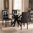Pemberly Row Marie 5-Piece Dining Set Faux Leather Dark Brown Wood