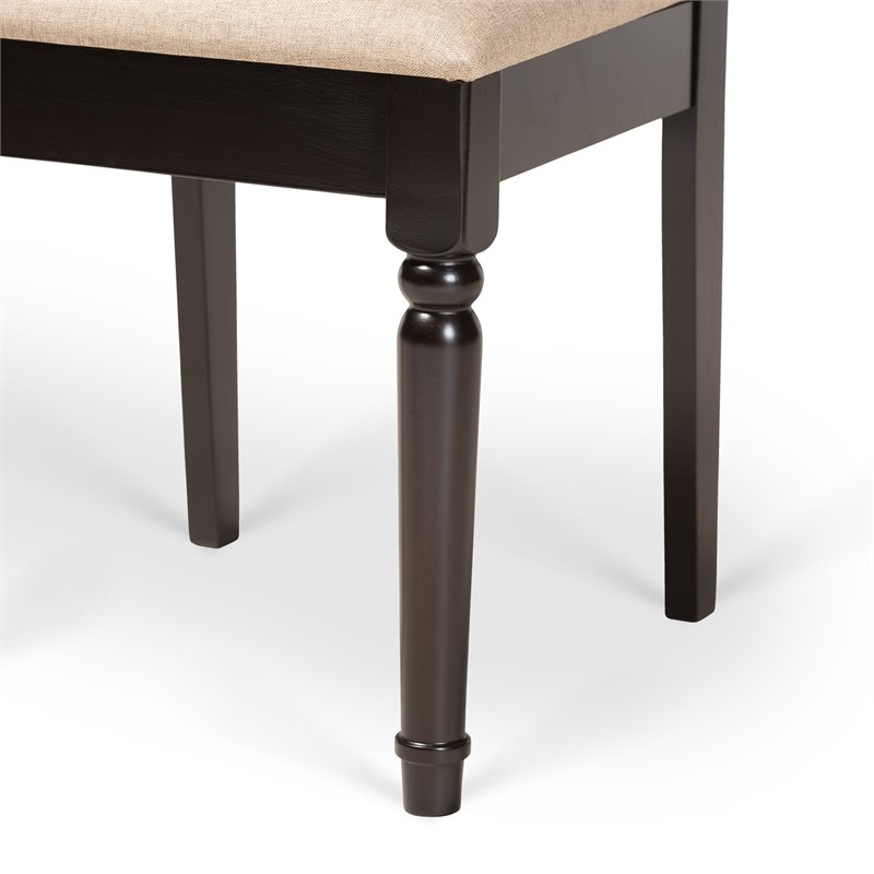 Pemberly Row 7-Piece Wood Dining Set with Sand Upholstery in Dark Brown