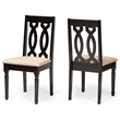 Pemberly Row 2-Piece Wood Dining Chair Set in Brown with Sand Upholstery
