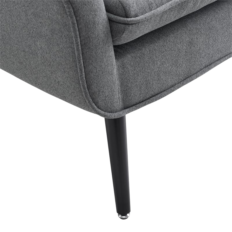 Pemberly Row Upholstered Tufted Accent Chair with Black Wood Legs in Gray