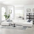 Pemberly Row 6-Piece Fabric Sectional Sofa in White with French Piping