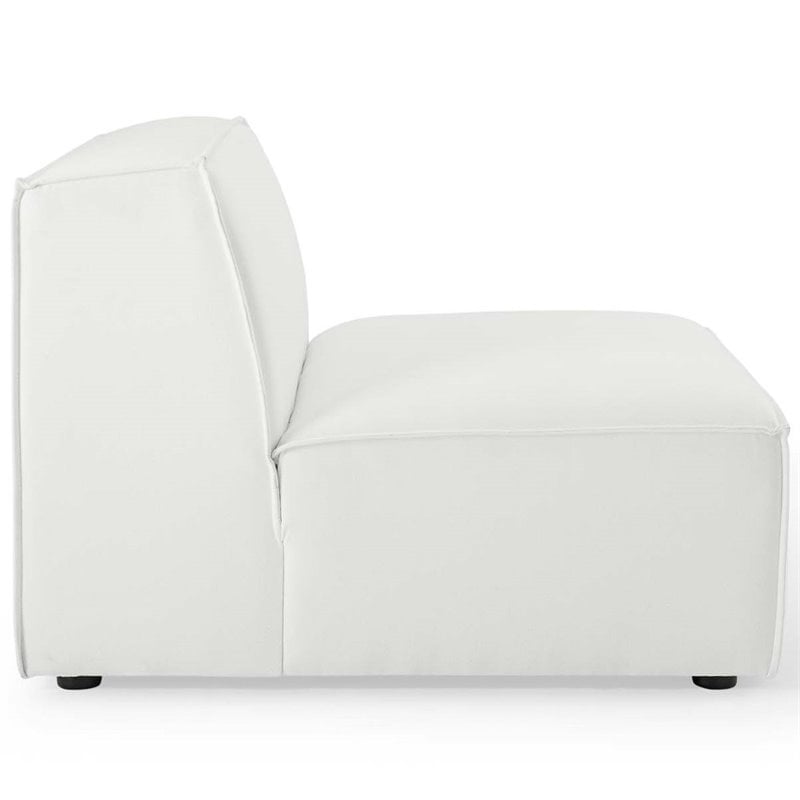 Pemberly Row 6-Piece Fabric Sectional Sofa in White with French Piping