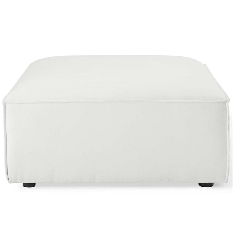 Pemberly Row 6-Piece Fabric Sectional Sofa in White with French Piping