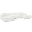 Pemberly Row 6-Piece Fabric Sectional Sofa in White with French Piping