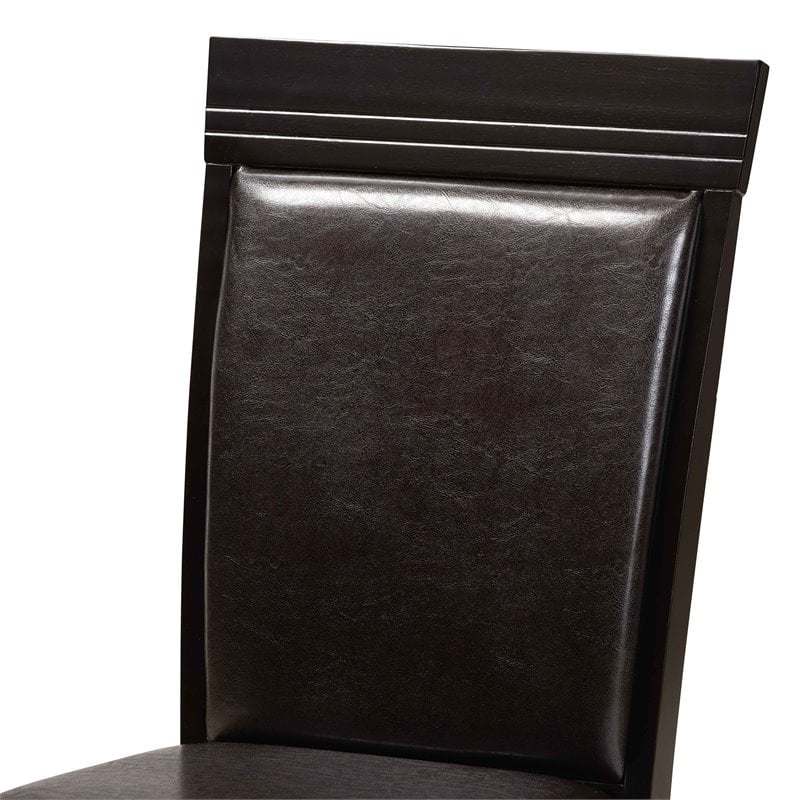 Pemberly Row Modern 5-Piece Dining Set with Faux Leather in Dark Brown