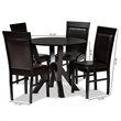 Pemberly Row Modern 5-Piece Dining Set with Faux Leather in Dark Brown