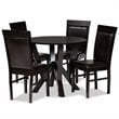 Pemberly Row Modern 5-Piece Dining Set with Faux Leather in Dark Brown