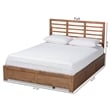 Pemberly Row Piera King Wood Bed with 3 Drawers Ash Walnut Finish