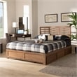 Pemberly Row Piera King Wood Bed with 3 Drawers Ash Walnut Finish