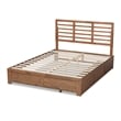 Pemberly Row Piera King Wood Bed with 3 Drawers Ash Walnut Finish