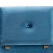 Pemberly Row Sky Blue Velvet Storage Ottoman with Brown Finished Wood