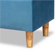 Pemberly Row Sky Blue Velvet Storage Ottoman with Brown Finished Wood