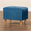 Pemberly Row Sky Blue Velvet Storage Ottoman with Brown Finished Wood