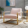 Pemberly Row Velvet Upholstered Accent Chair in Gold and Pink