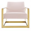 Pemberly Row Velvet Upholstered Accent Chair in Gold and Pink