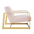 Pemberly Row Velvet Upholstered Accent Chair in Gold and Pink