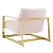 Pemberly Row Velvet Upholstered Accent Chair in Gold and Pink