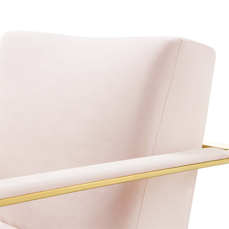 Pemberly Row Velvet Upholstered Accent Chair in Gold and Pink
