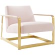 Pemberly Row Velvet Upholstered Accent Chair in Gold and Pink