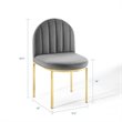 Pemberly Row Channel Tufted Velvet Dining Chair in Gold and Gray