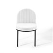 Pemberly Row Channel Tufted Fabric Dining Chair in Black and White