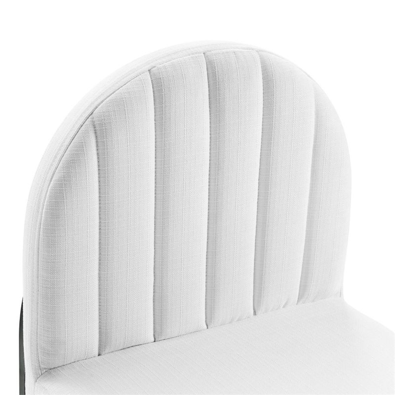 Pemberly Row Channel Tufted Fabric Dining Chair in Black and White