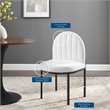 Pemberly Row Channel Tufted Fabric Dining Chair in Black and White
