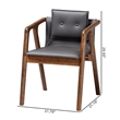 Pemberly Row Set of 2 Dining Chairs in Grey Fabric and Walnut Brown Wood