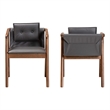 Pemberly Row Set of 2 Dining Chairs in Grey Fabric and Walnut Brown Wood