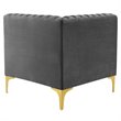 Pemberly Row Channel Tufted Velvet Loveseat in Gray with Gold Metal Legs
