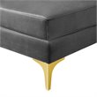 Pemberly Row Channel Tufted Velvet Loveseat in Gray with Gold Metal Legs