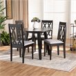 Pemberly Row Wood 5-Piece Dining Set in Gray Fabric and Dark Brown Finish