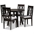 Pemberly Row Wood 5-Piece Dining Set in Gray Fabric and Dark Brown Finish