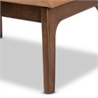 Pemberly Row Faux Leather Ottoman with Walnut Angled Legs in Tan