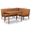 Pemberly Row Mid-Century 3-Piece Dining Nook Set in Walnut Brown