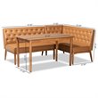 Pemberly Row 3-Piece Walnut Brown Dining Nook Set with Faux Leather Upholstery