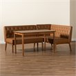 Pemberly Row 3-Piece Walnut Brown Dining Nook Set with Faux Leather Upholstery